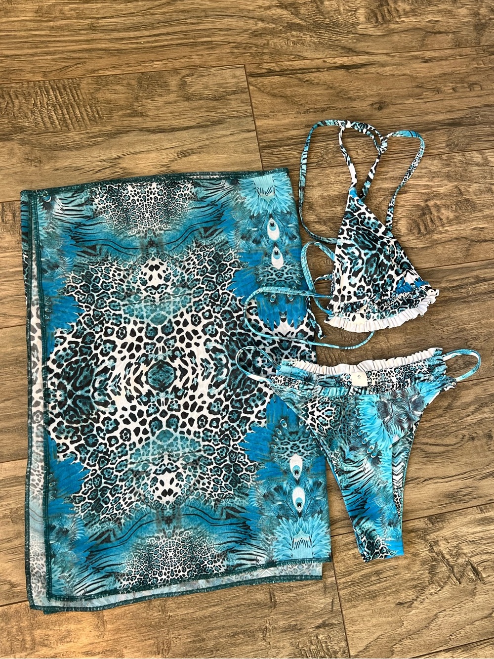 Sloggi Shore Koh Tachai 3-Piece Bikini Set with Matching Sarong - Size S